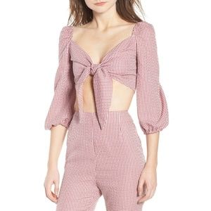 WAYF Digby Tie Front Crop Top